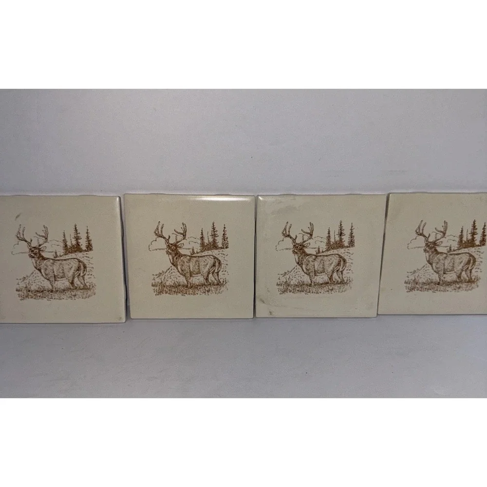 4 Coasters‎ Deer Ceramic